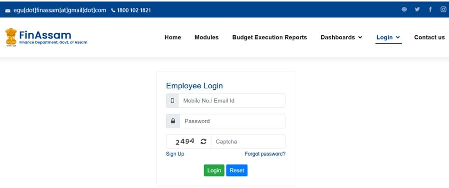 FinAssam Employee Login
